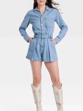 Universal Thread Light Blue Denim Romper Jumpsuit